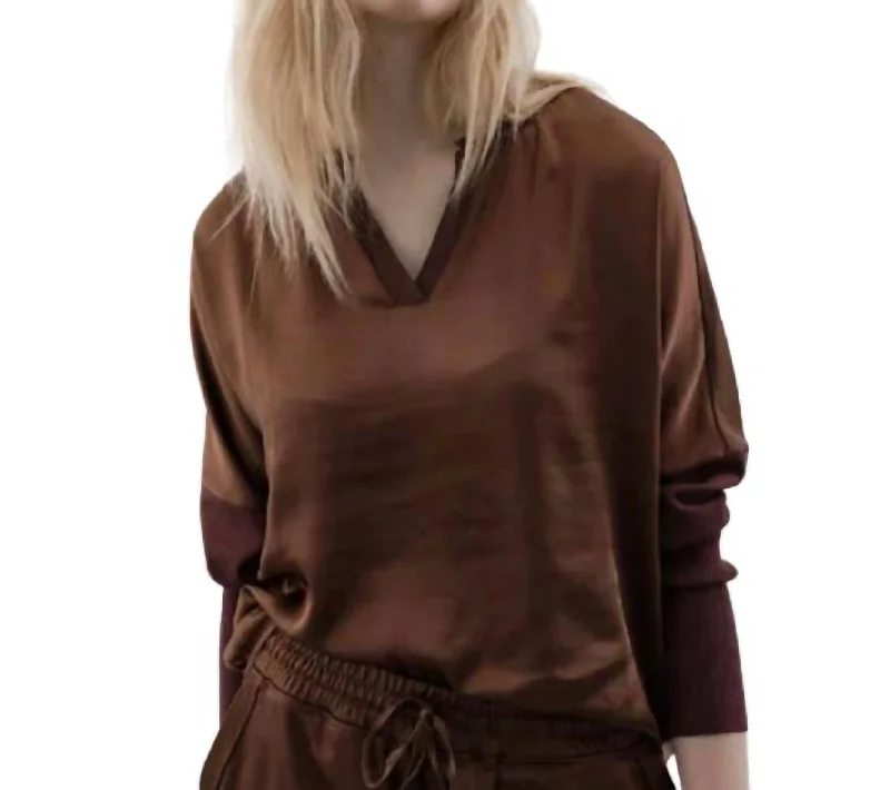 Dale Long Sleeve Top In Light Brown