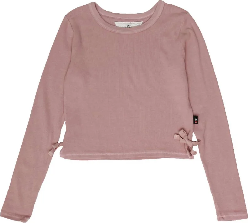 Girl's Long Sleeve Top In Rose