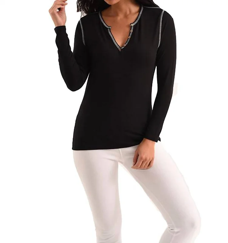 Grace Long Sleeve Top In Black White