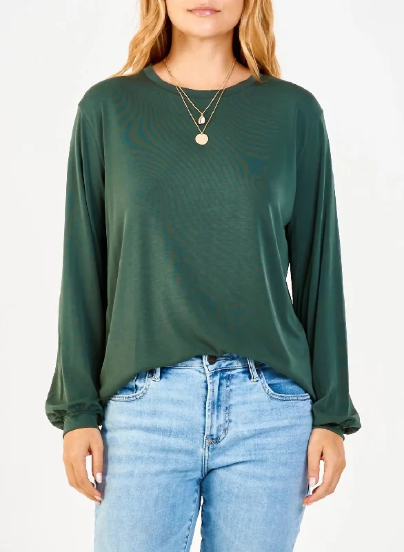 Matilda Basic Long Sleeve Top In Emerald