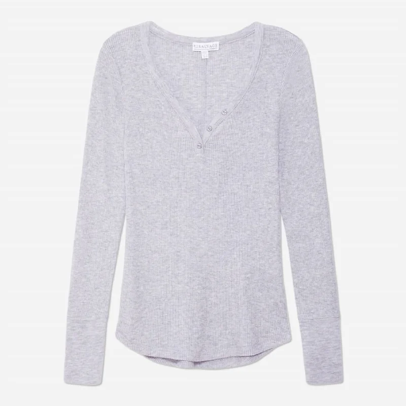 Ribbed Jersey Long Sleeve Top In Heather Grey