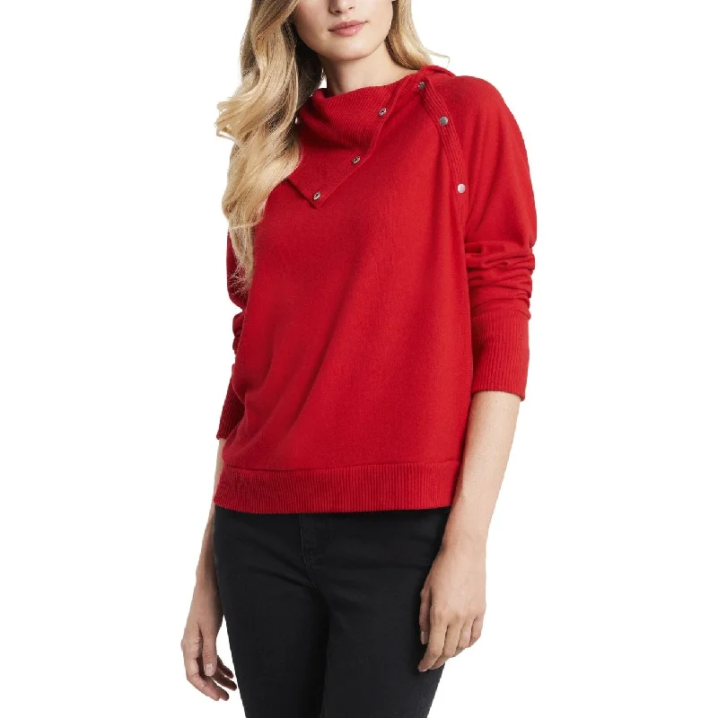 Vince Camuto Women's Foldover Neck Long Sleeve Top Red Size Medium